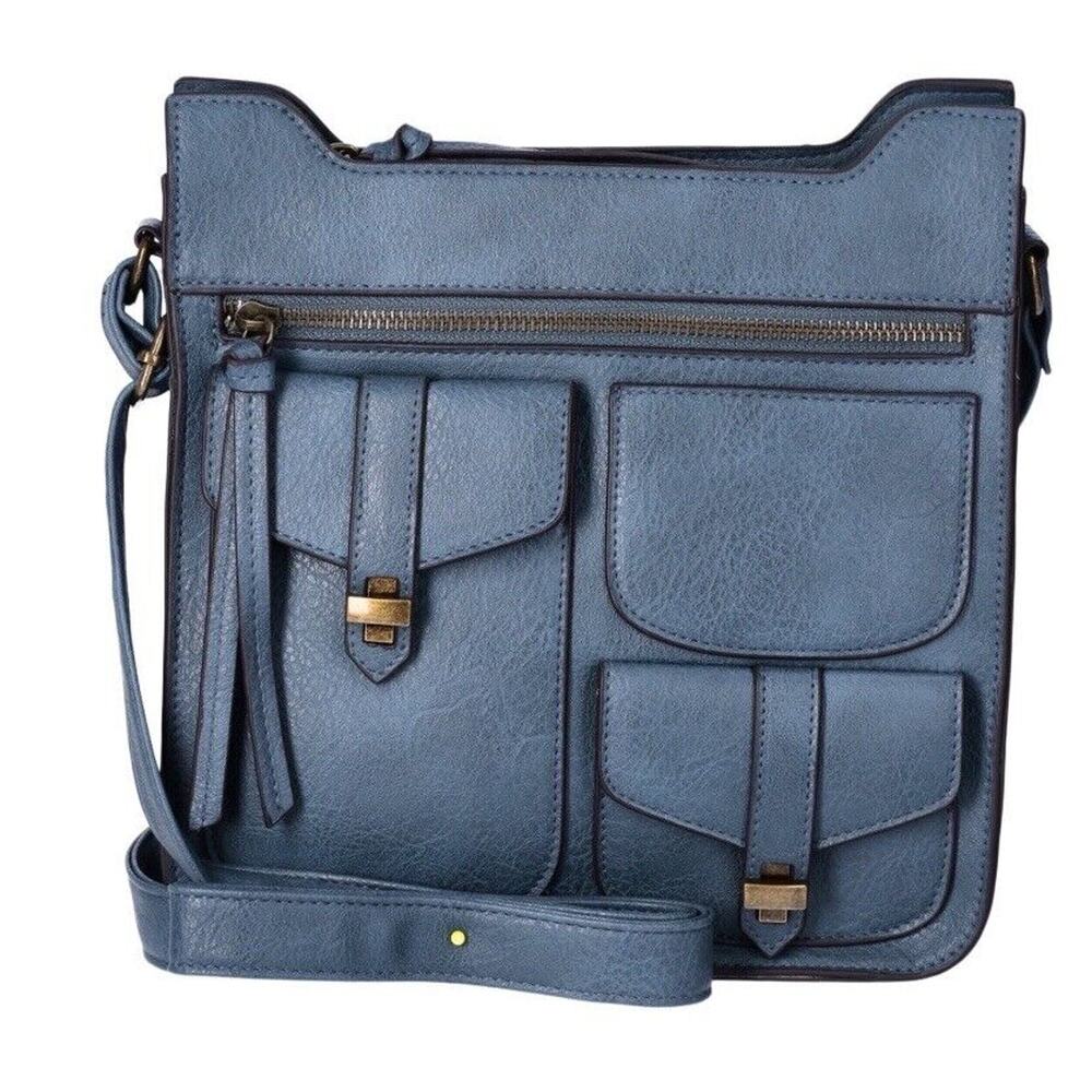 T Shirt & Jeans Women’s Tori Multi Pocket Crossbody Handbag, Blue